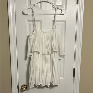 Women's Cream Pleated Off-Shoulder Romper